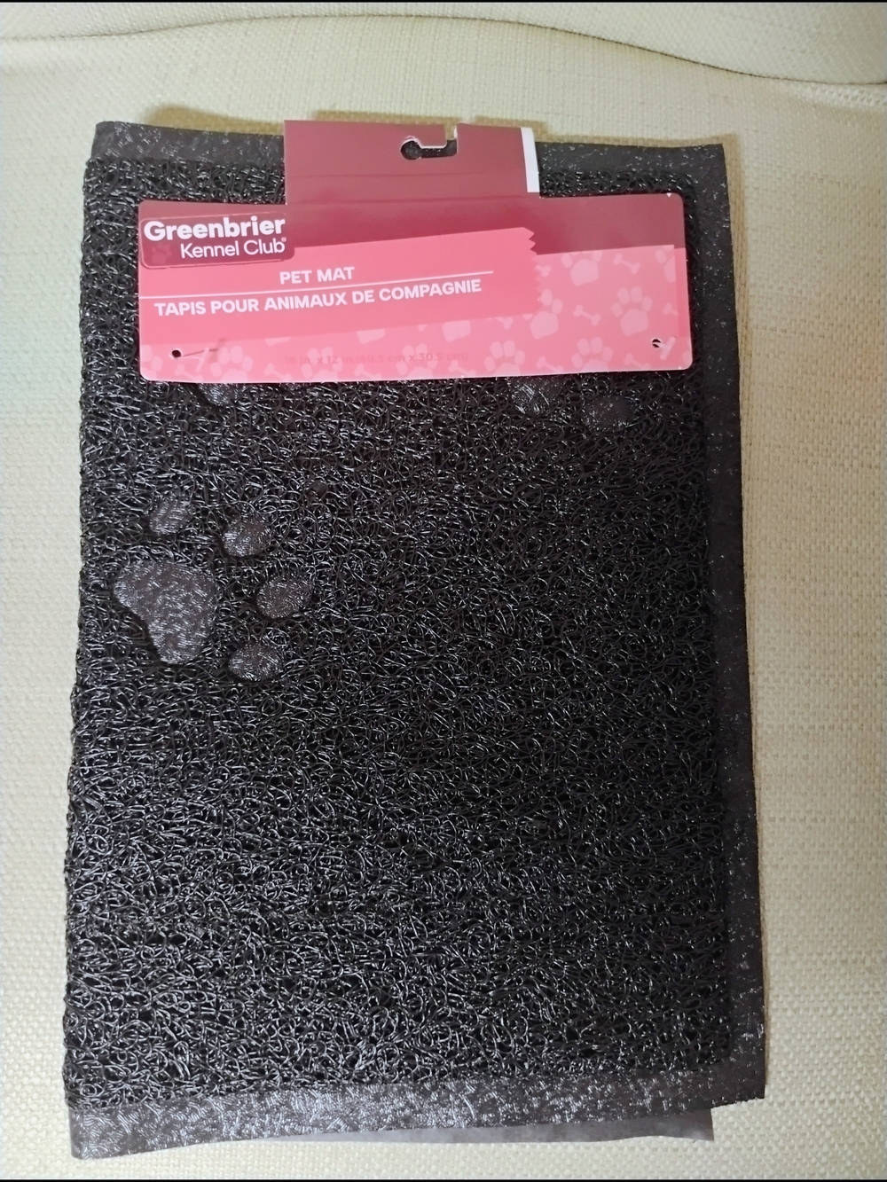 Greenbrier Black Cat Pet Mat with Paw Print